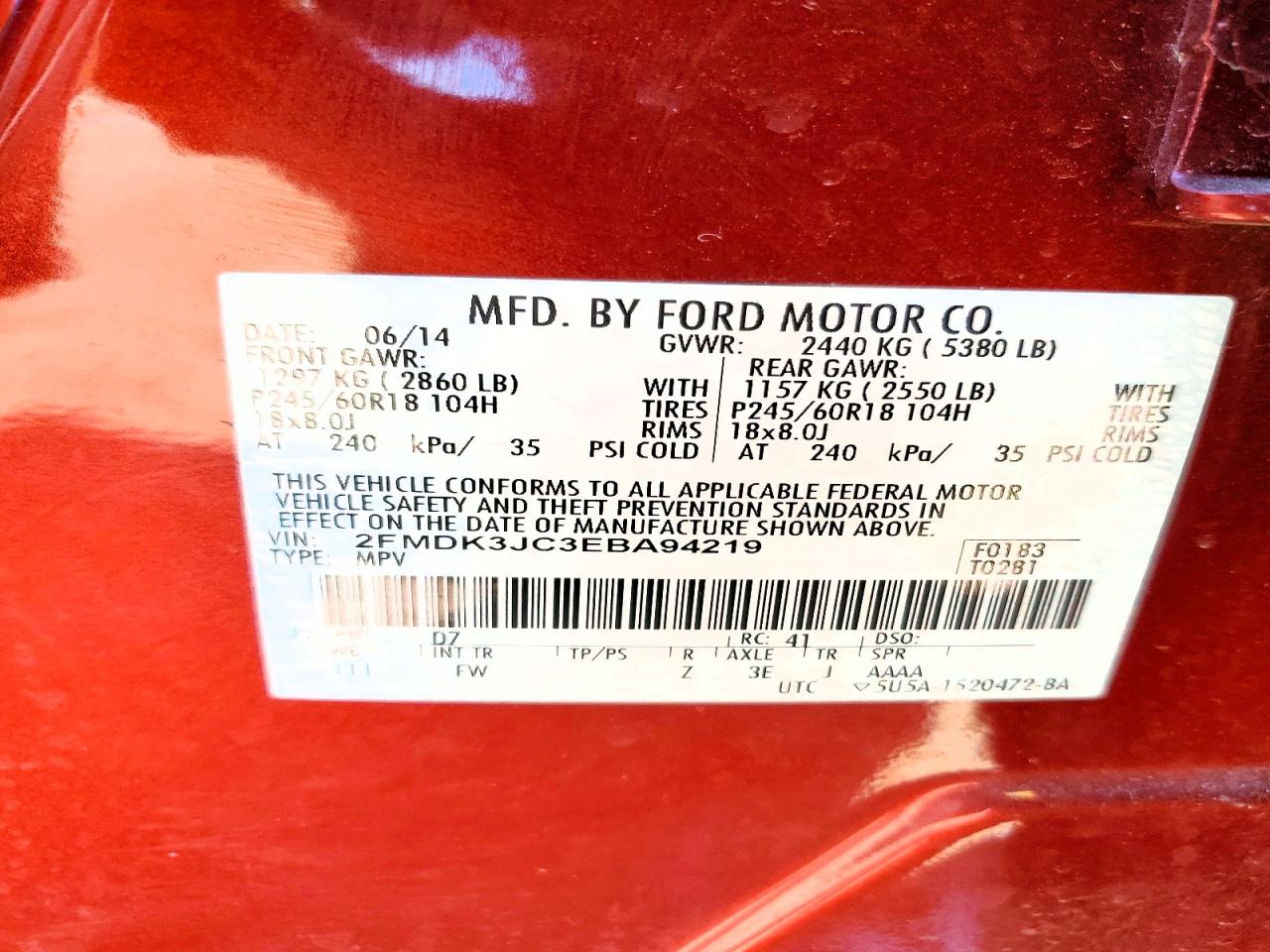 2014 FORD EDGE SEL photo 25
