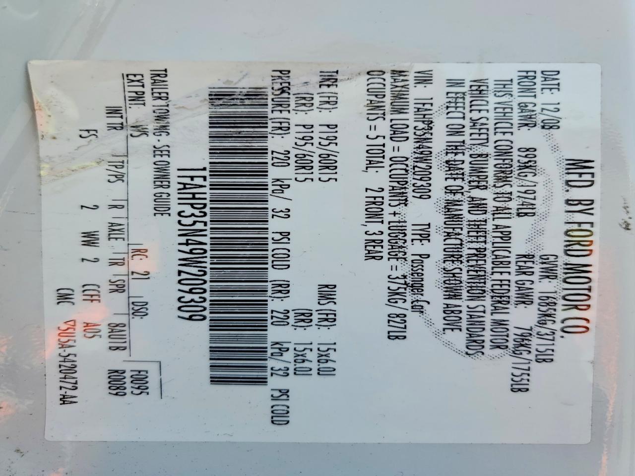2009 FORD FOCUS SE photo 23