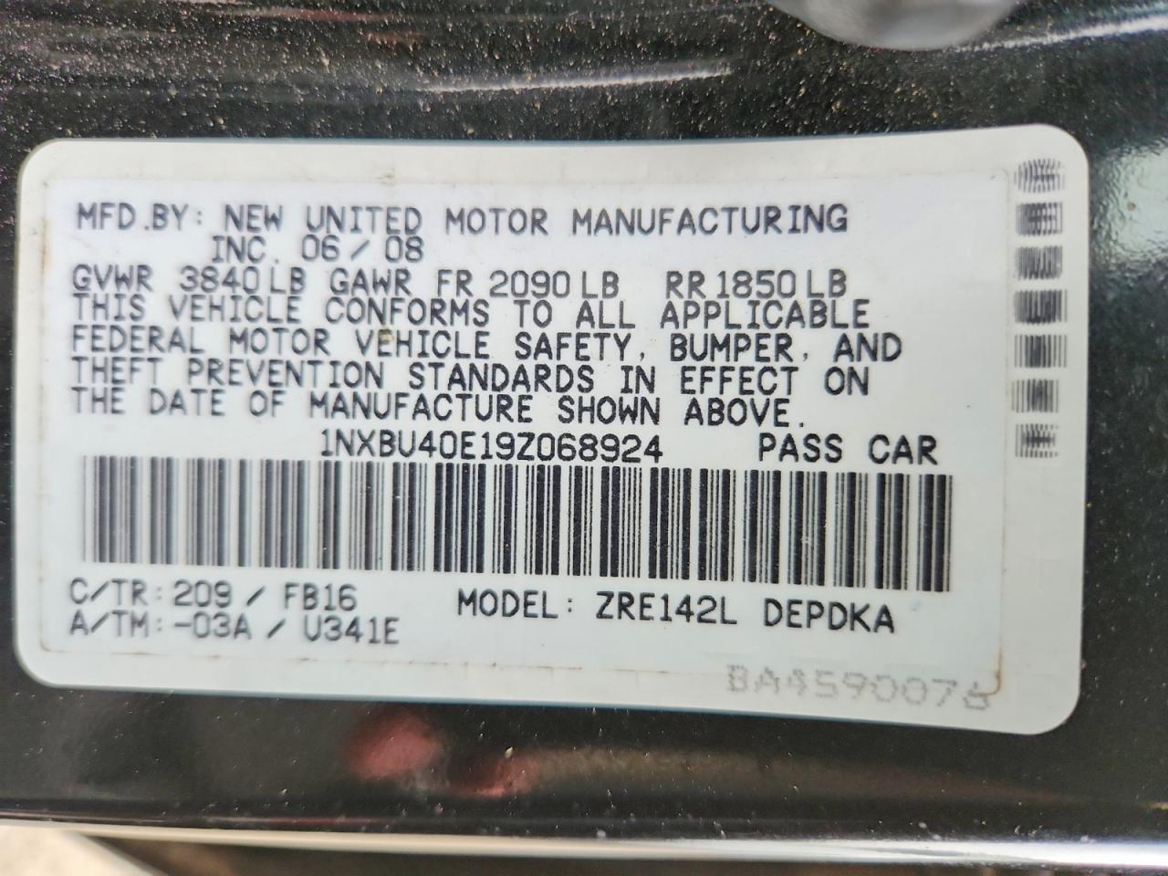 2009 TOYOTA COROLLA photo 34
