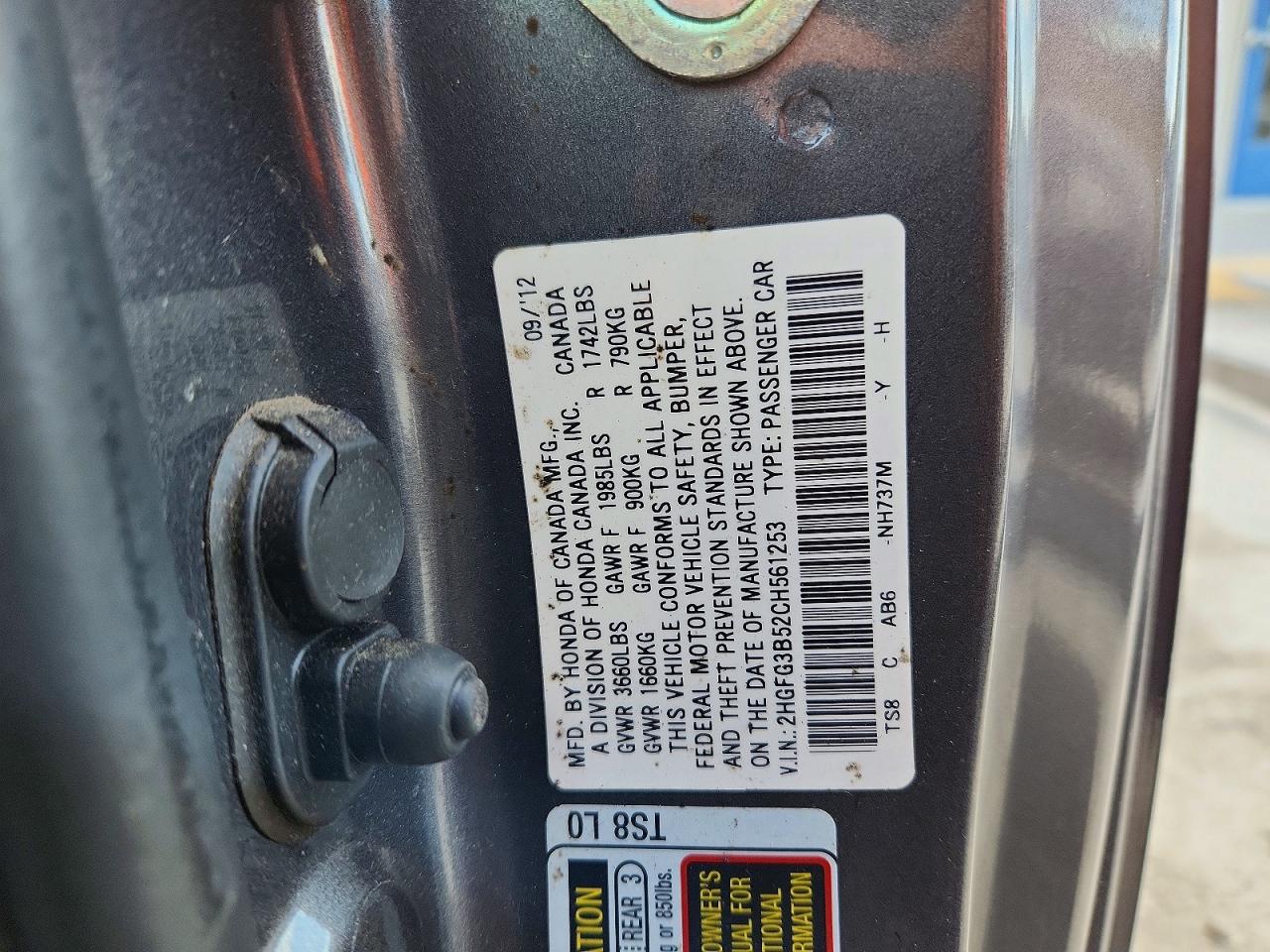 2012 HONDA CIVIC LX photo 23