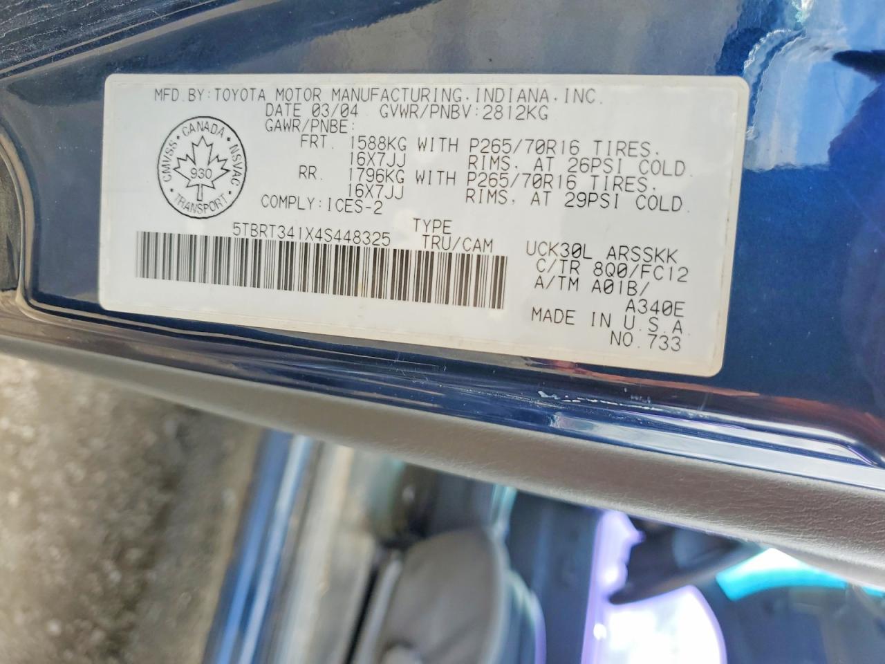 2004 TOYOTA TUNDRA ACCESS CAB SR5 photo 34