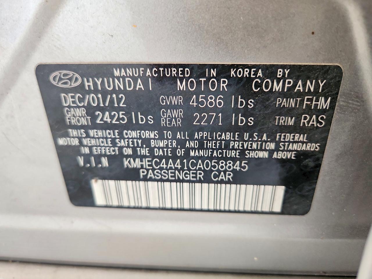 2012 HYUNDAI SONATA HYBRID photo 23