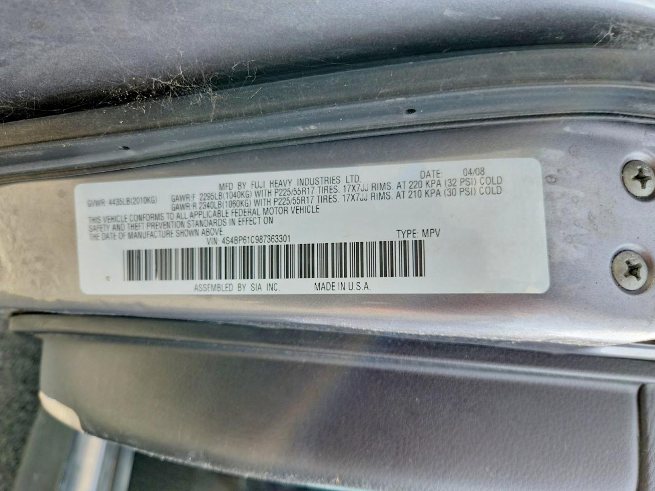 2008 SUBARU OUTBACK 2.5I photo 23