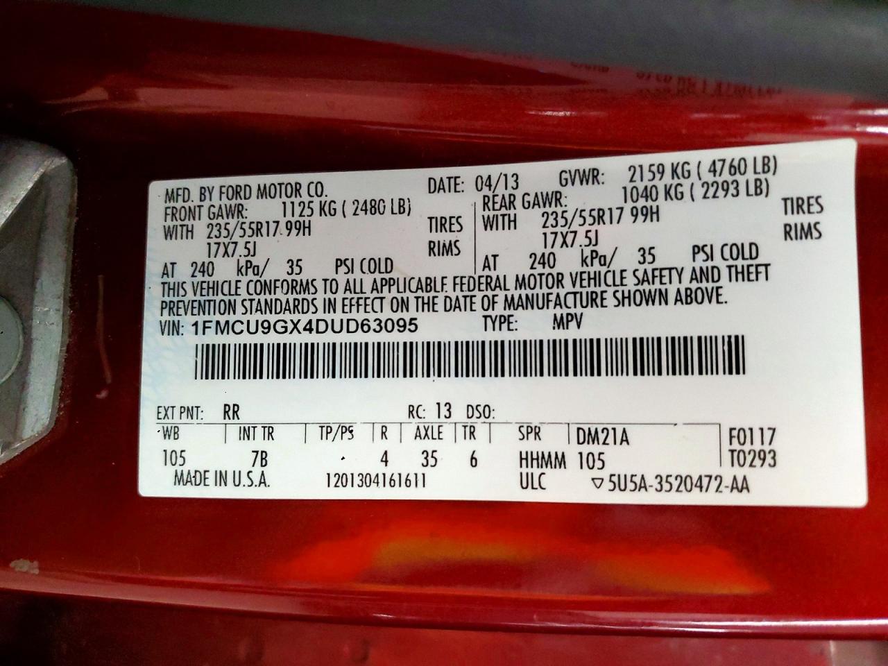 2013 FORD ESCAPE SE photo 34