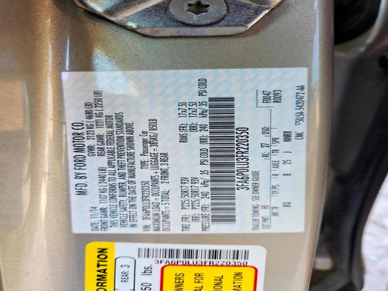 2015 FORD FUSION SE HYBRID photo 34