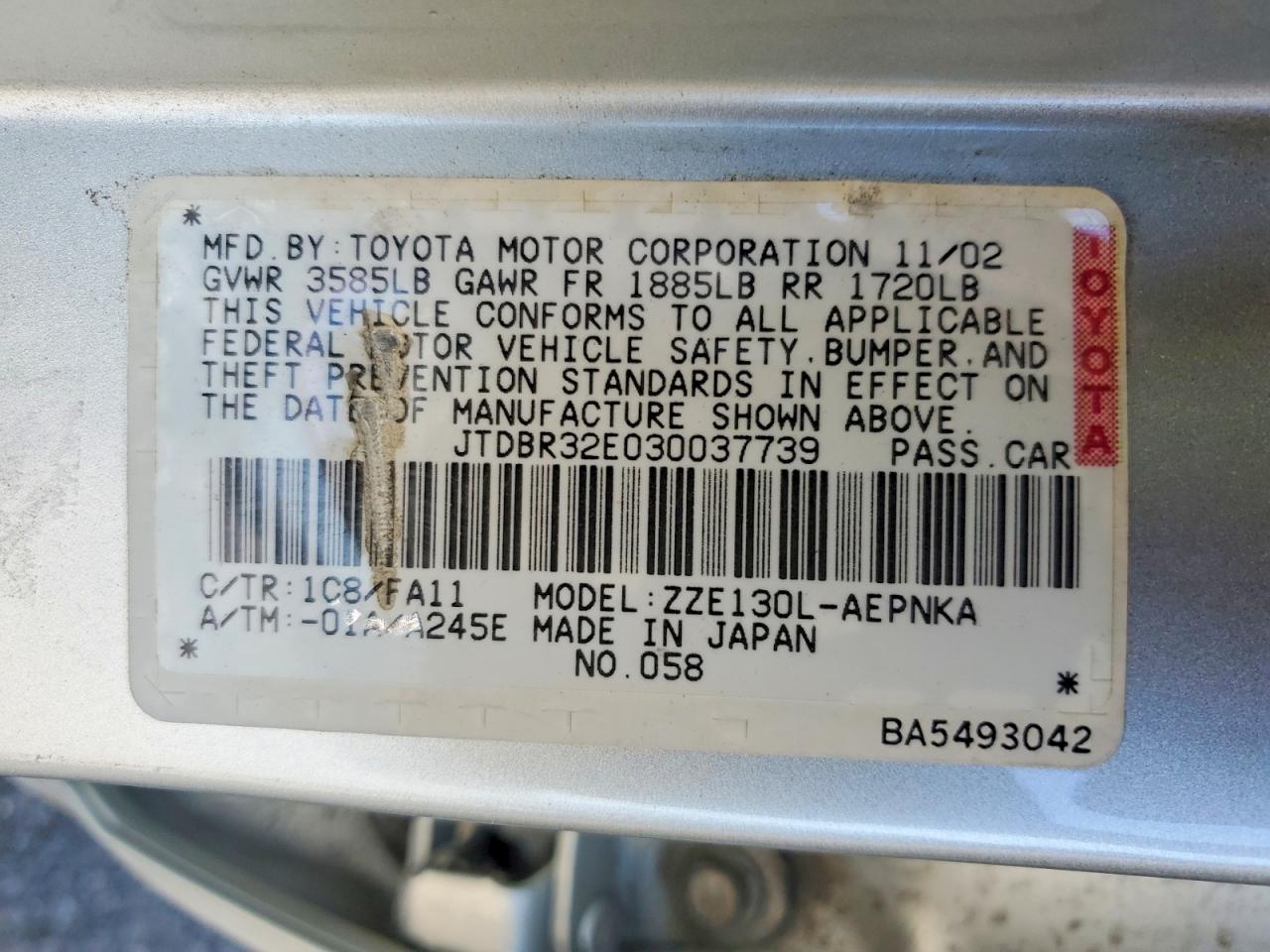 2003 TOYOTA COROLLA LE photo 25