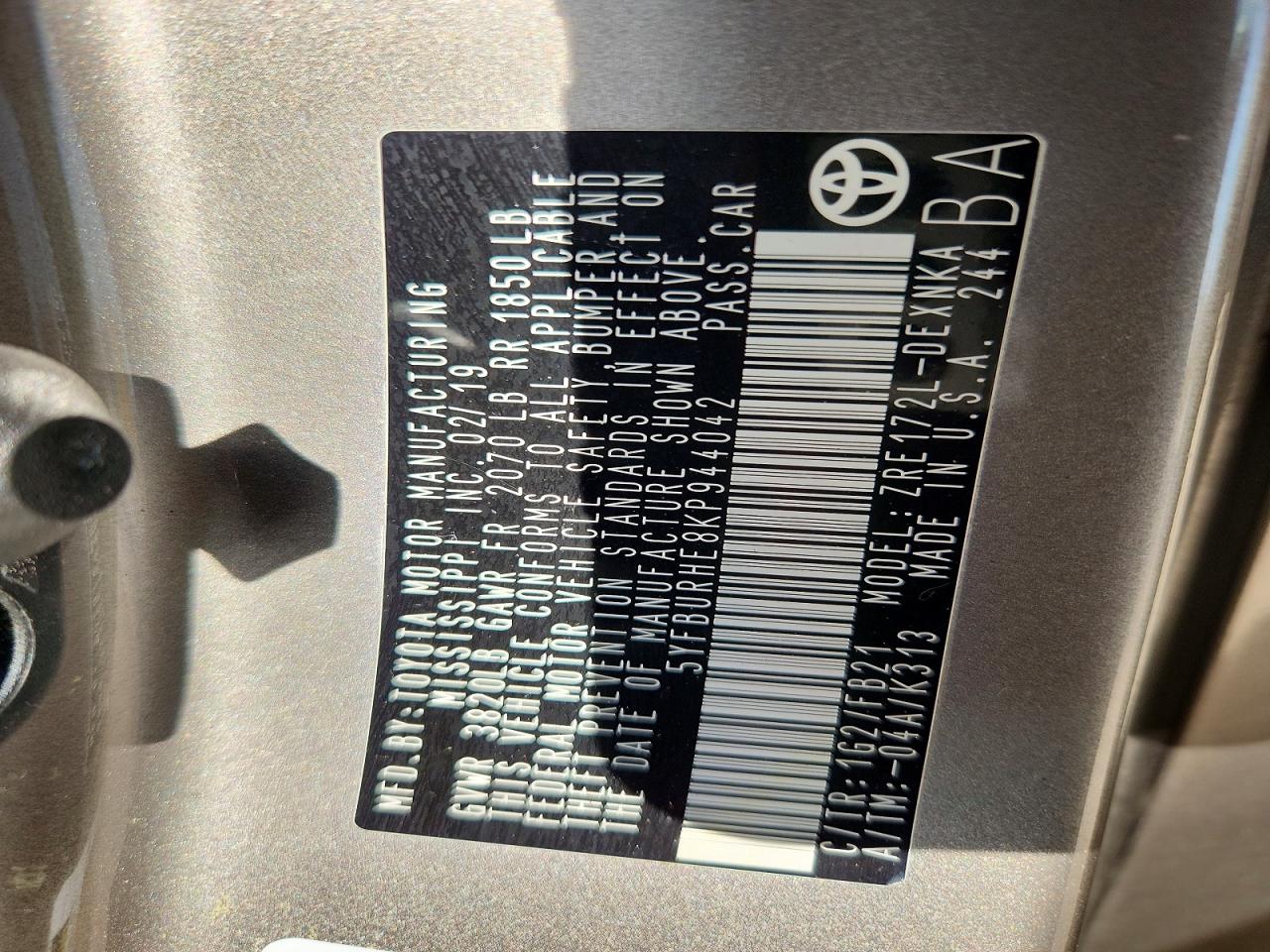 2019 TOYOTA COROLLA LE photo 23