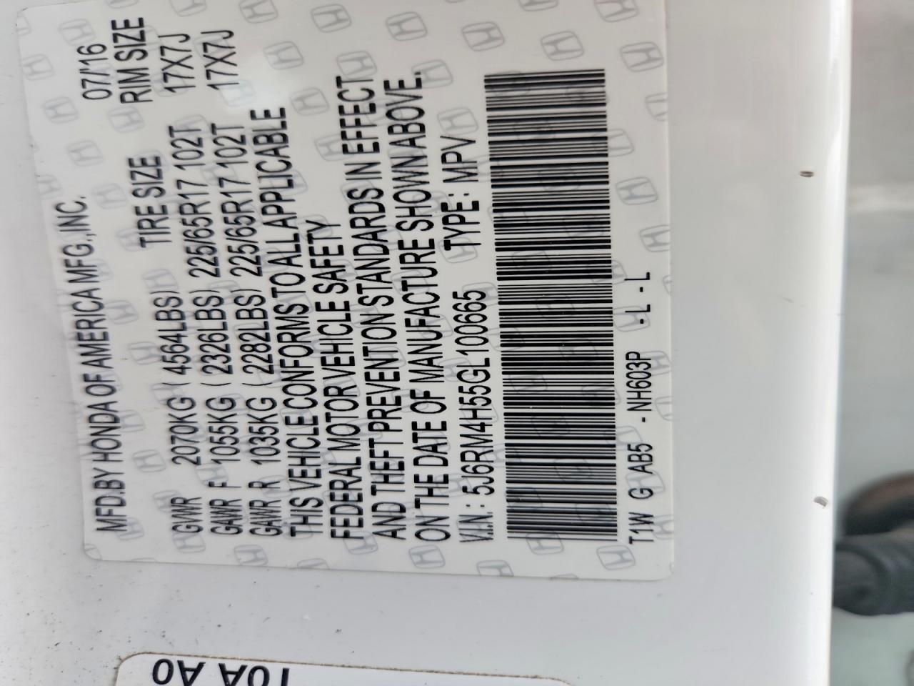 2016 HONDA CR-V EX photo 23
