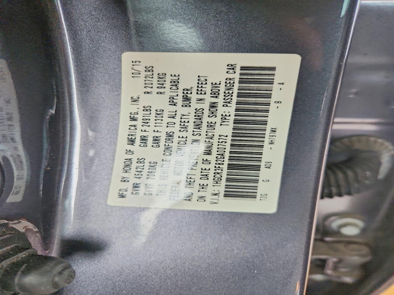 2016 HONDA ACCORD EXL photo 25