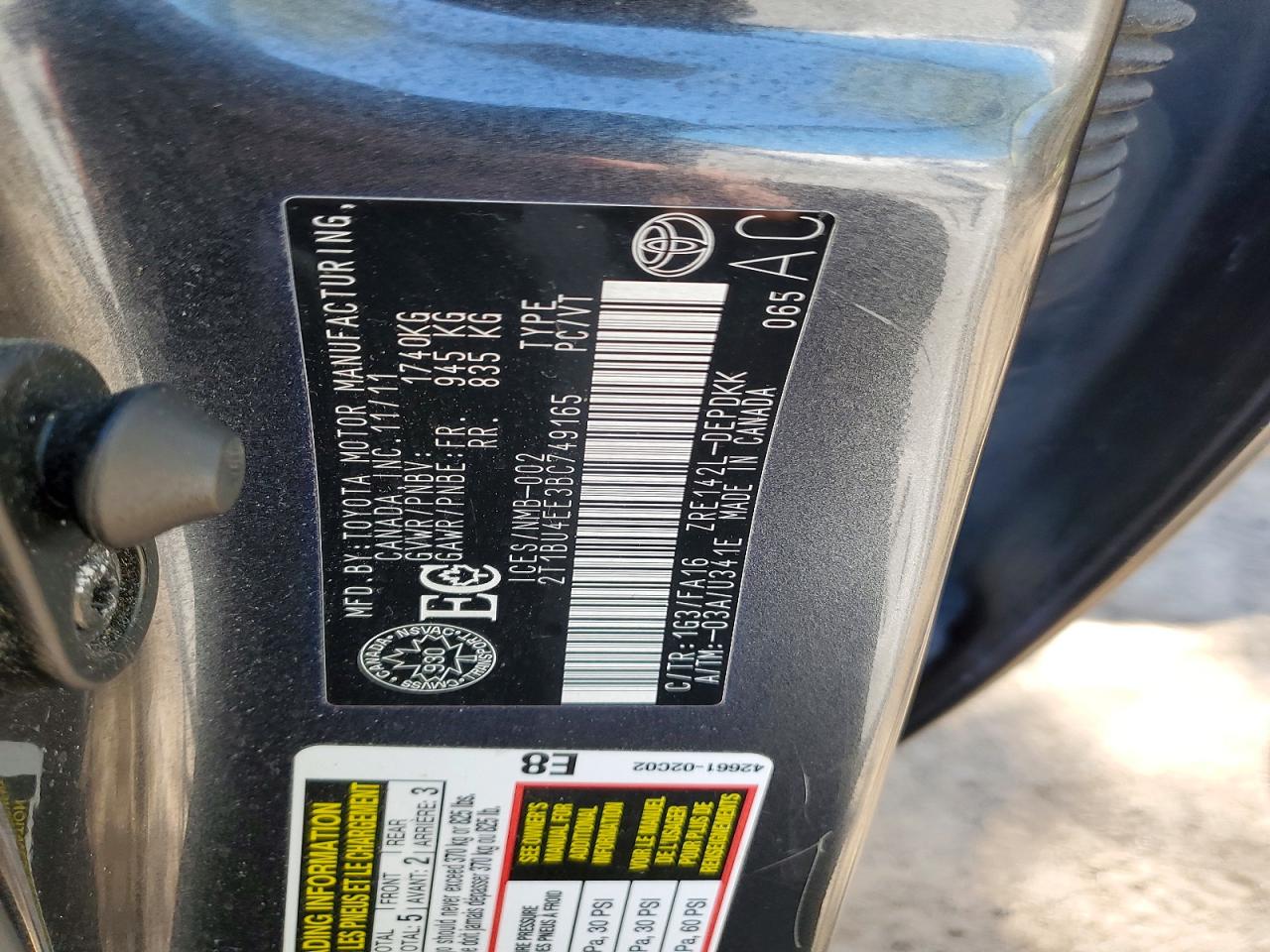 2011 TOYOTA COROLLA BASE photo 34