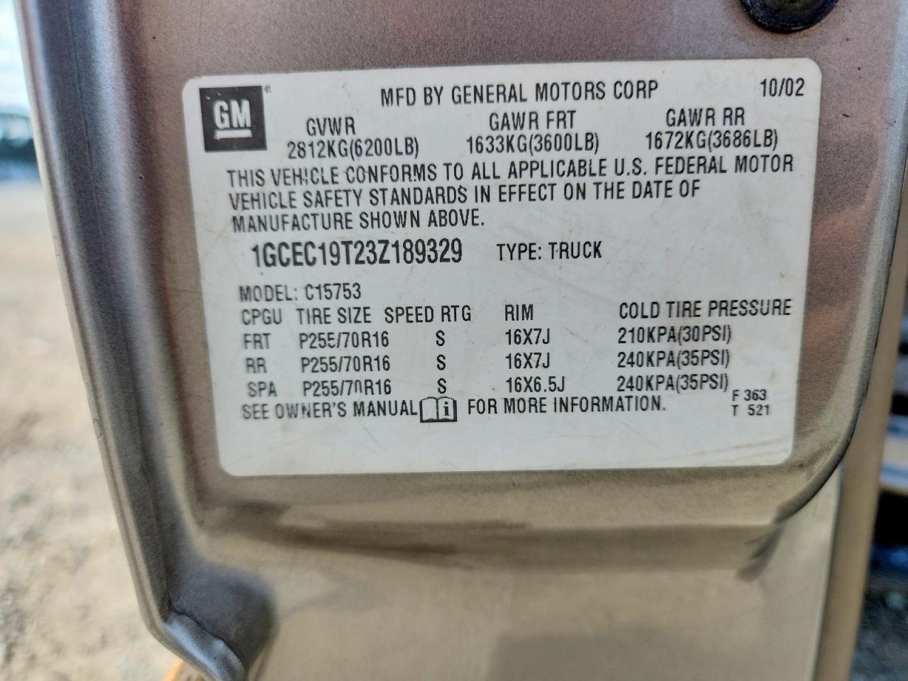 2003 CHEVROLET SILVERADO C1500 photo 12