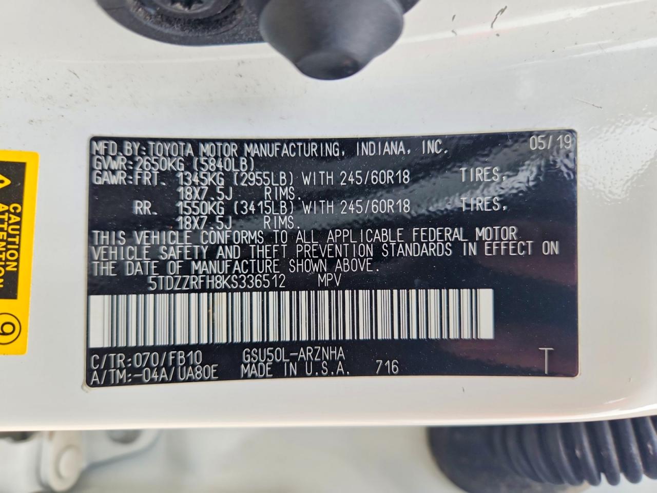 2019 TOYOTA HIGHLANDER LE photo 40