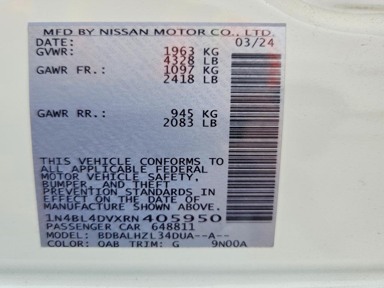 2024 NISSAN ALTIMA SV photo 12