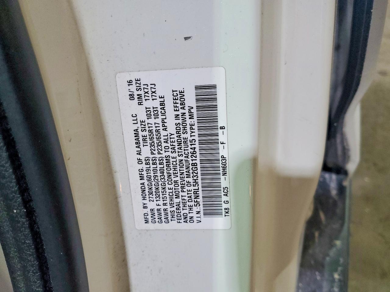 2016 HONDA ODYSSEY SE photo 25