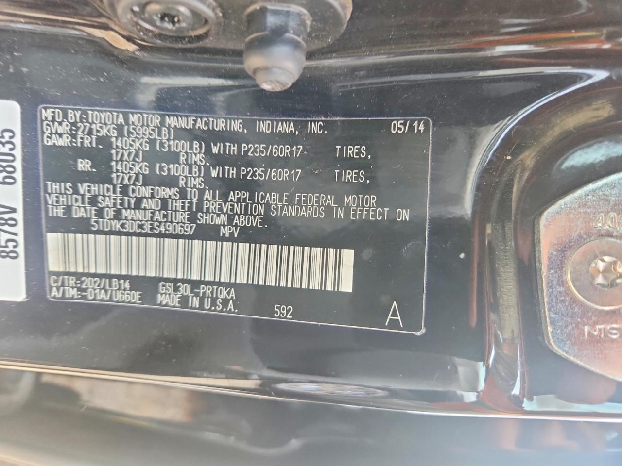 2014 TOYOTA SIENNA XLE 8-PASSENGER photo 25