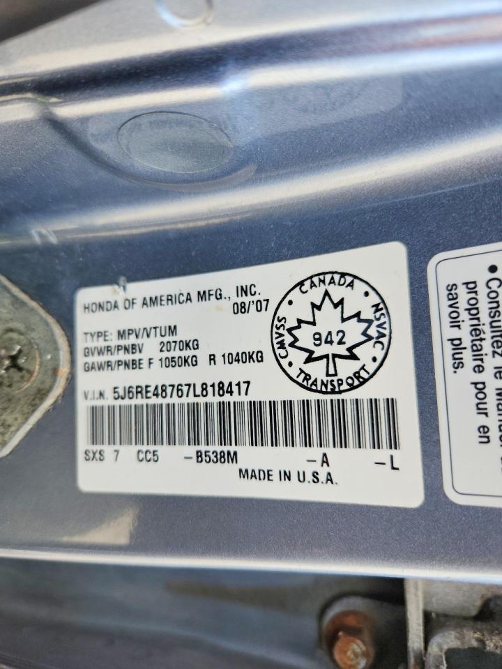 2007 HONDA CR-V EXL photo 27
