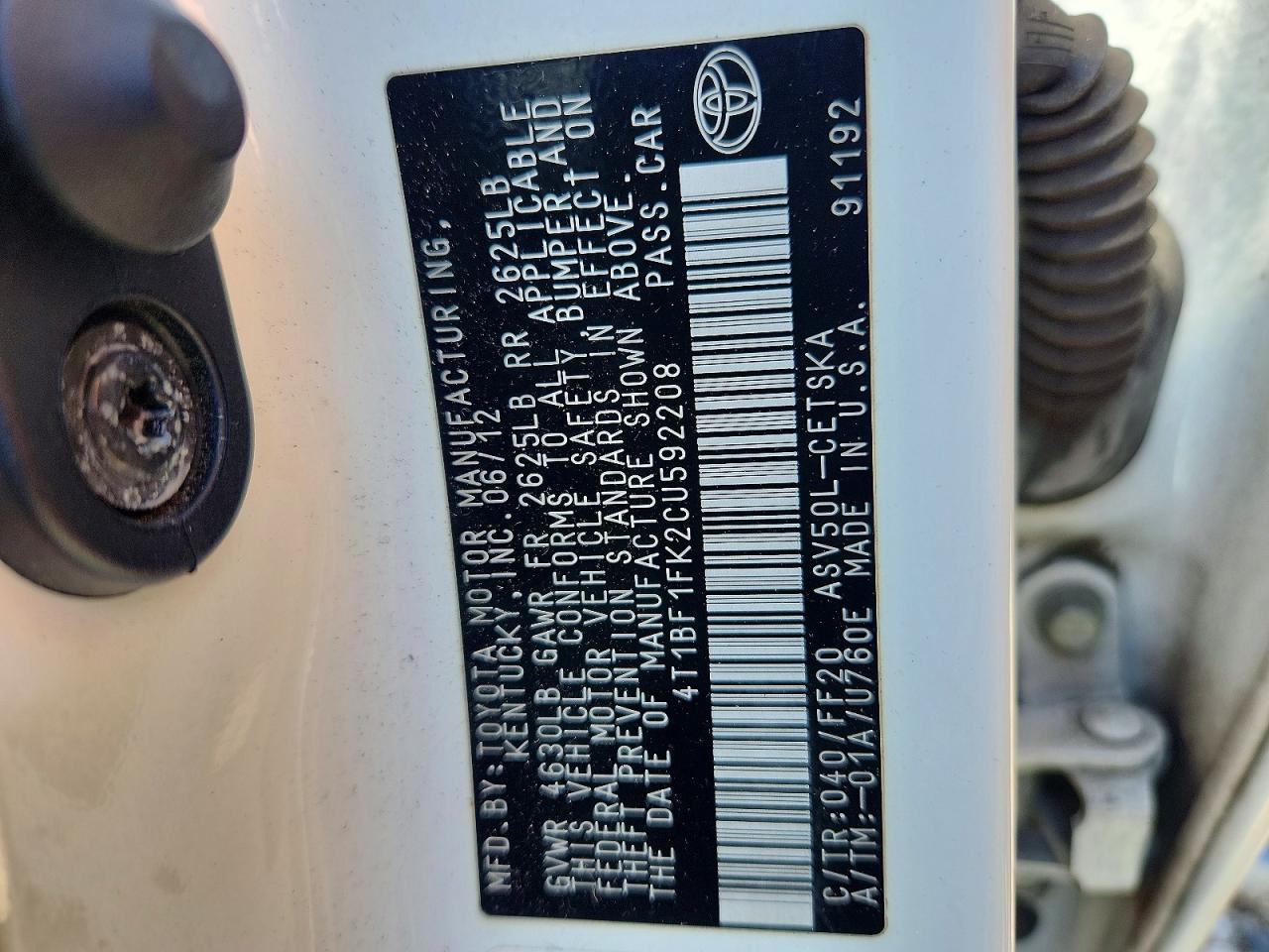 2012 TOYOTA CAMRY SE photo 37