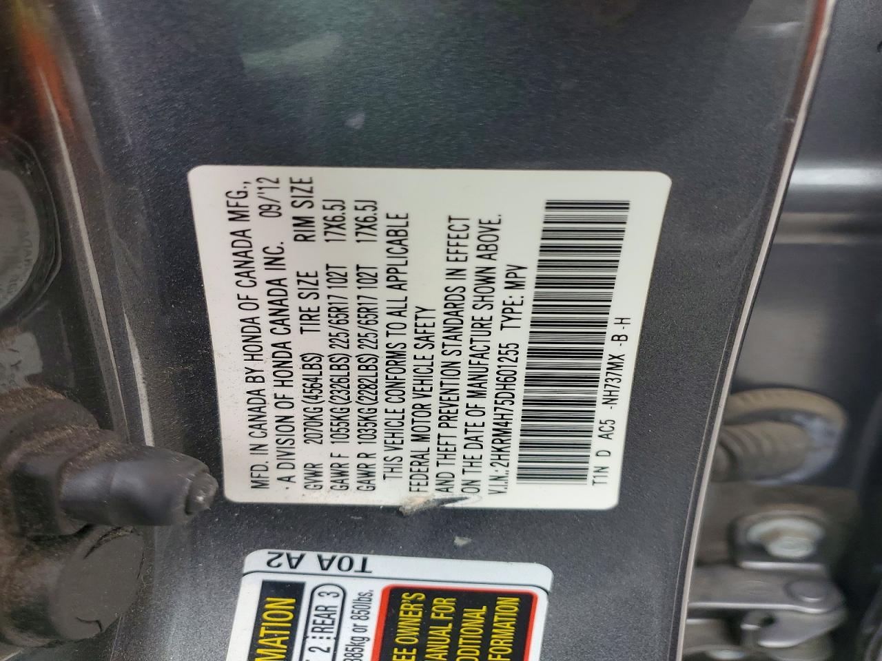 2013 HONDA CR-V EXL photo 12