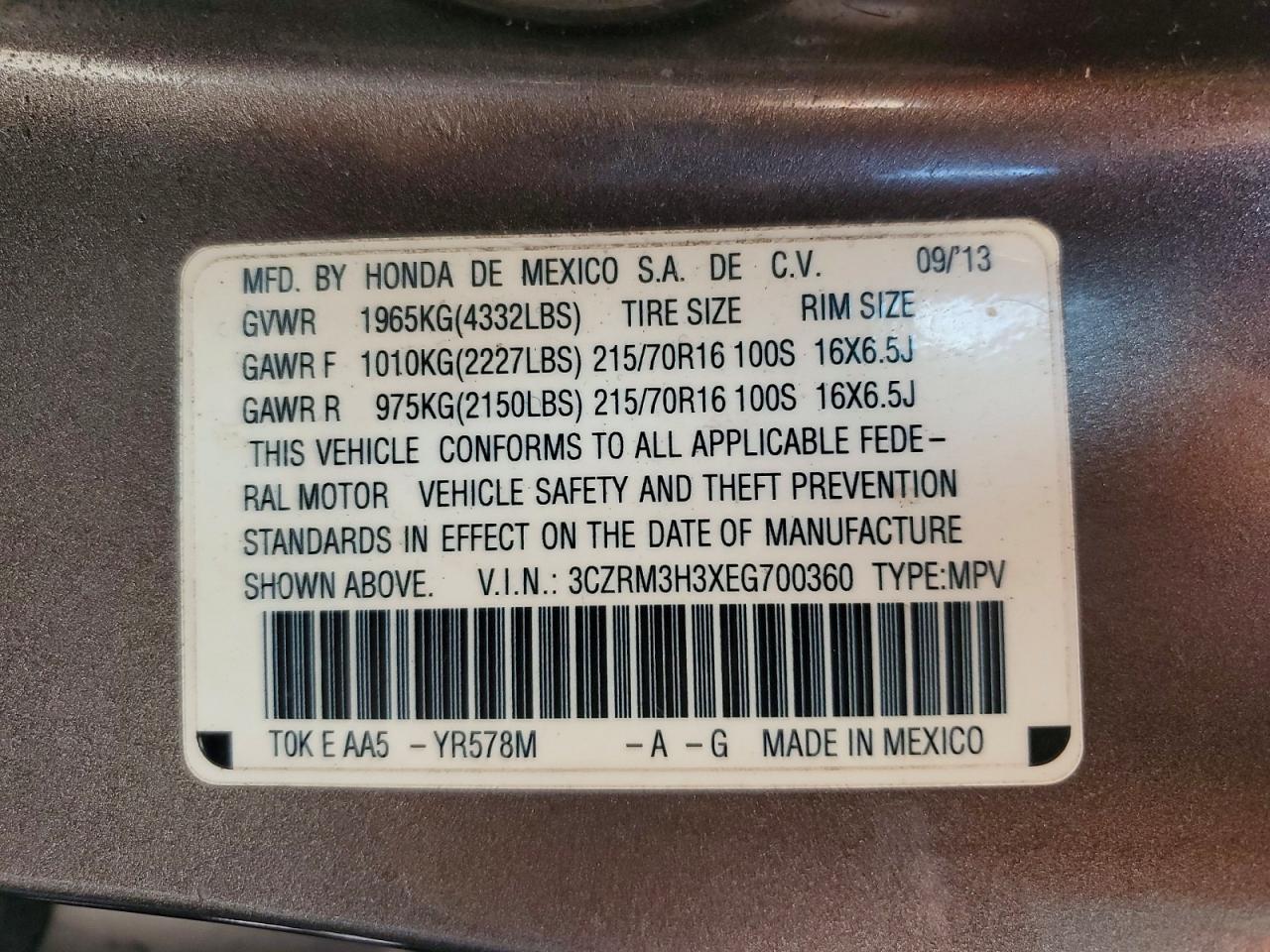2014 HONDA CR-V LX photo 40