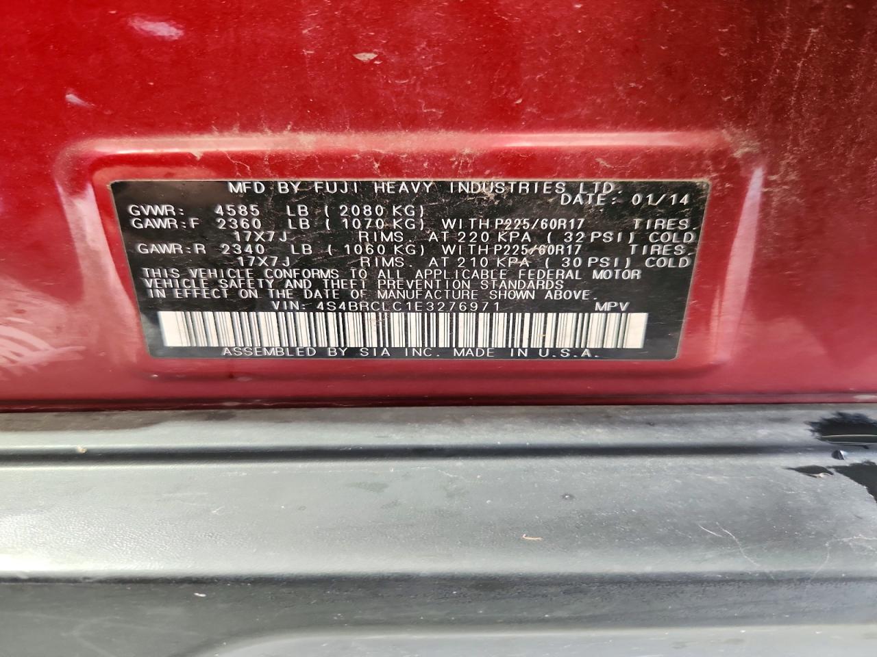 2014 SUBARU OUTBACK 2.5I LIMITED photo 13