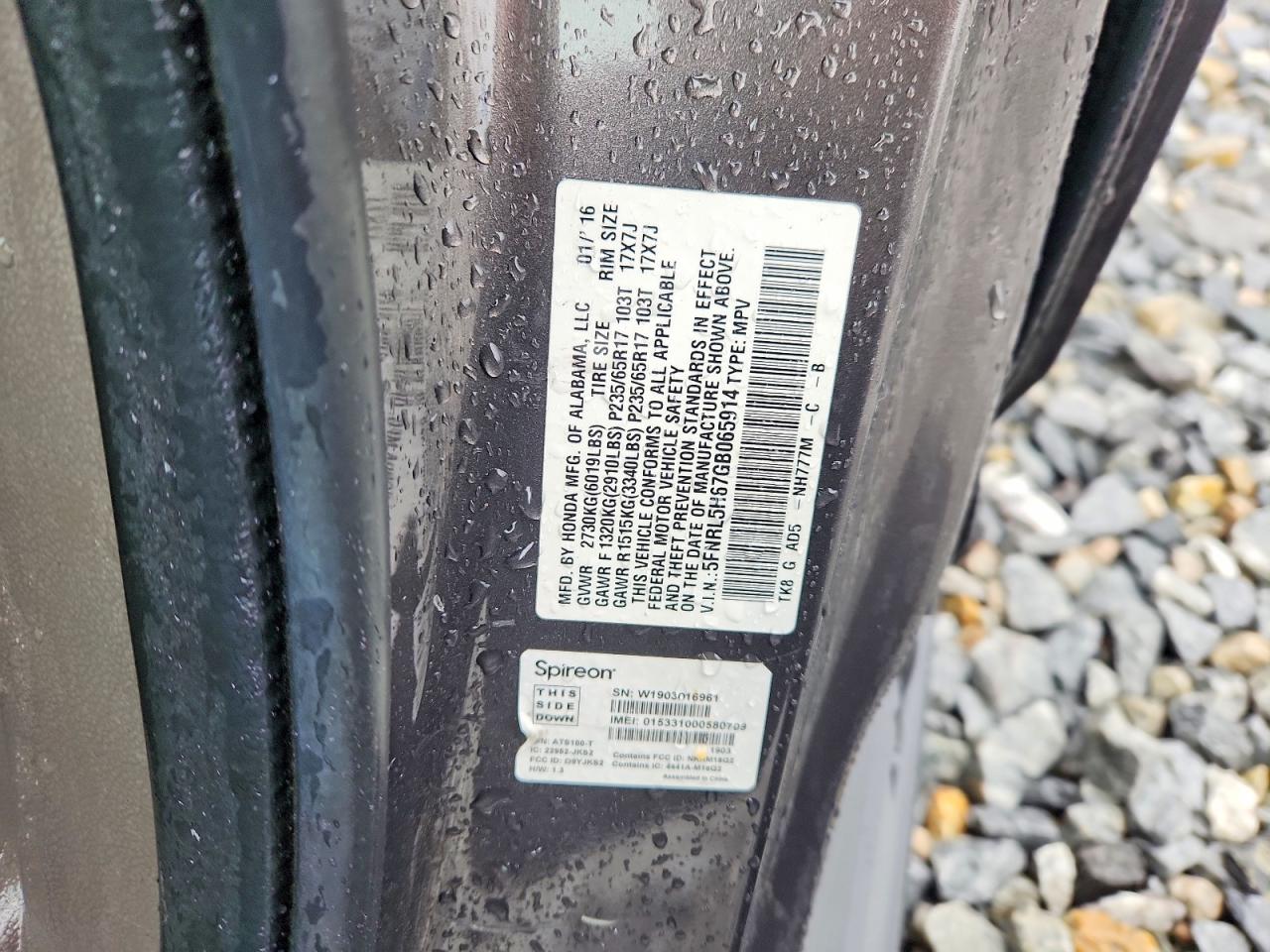 2016 HONDA ODYSSEY EXL photo 23