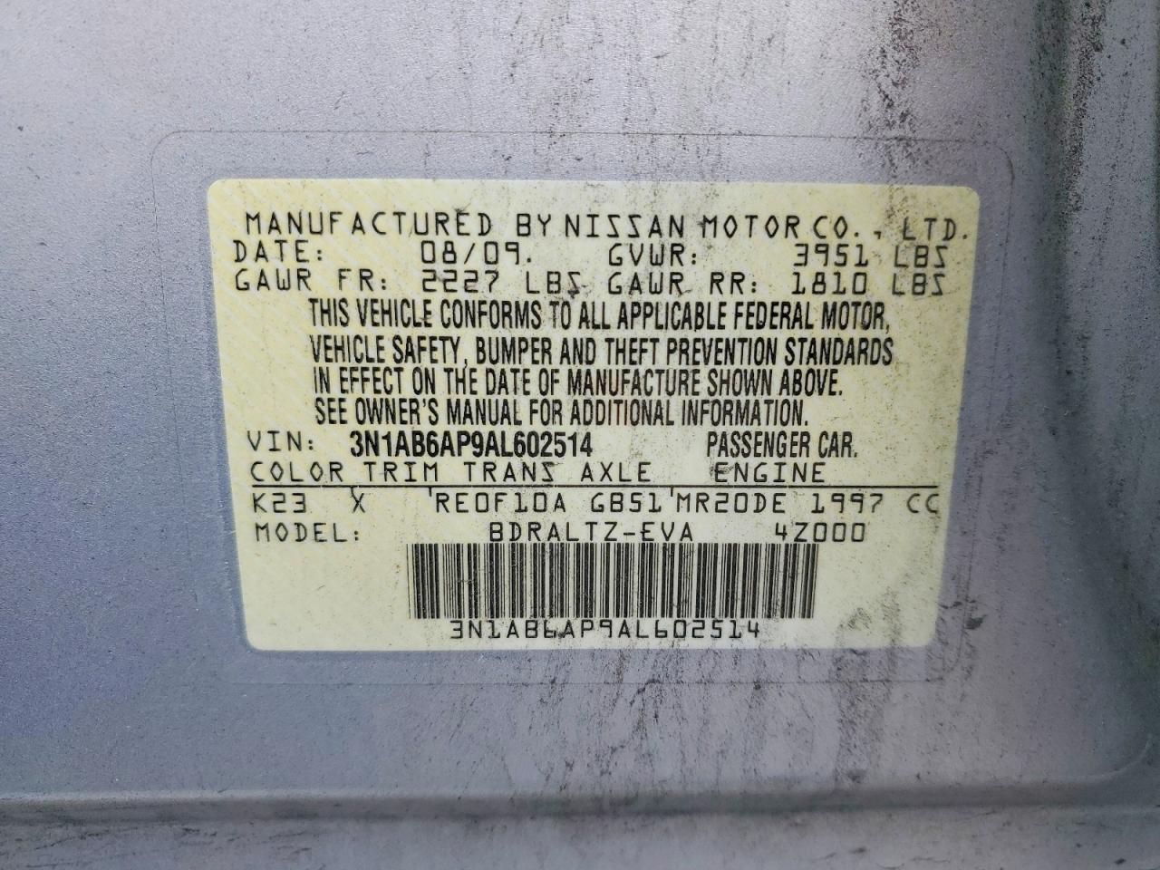 2010 NISSAN SENTRA 2.0 photo 23