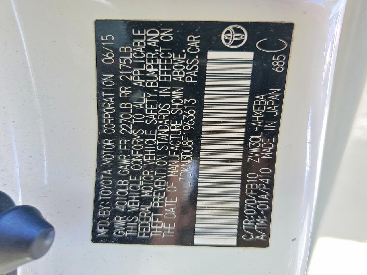 2015 TOYOTA PRIUS TWO photo 14