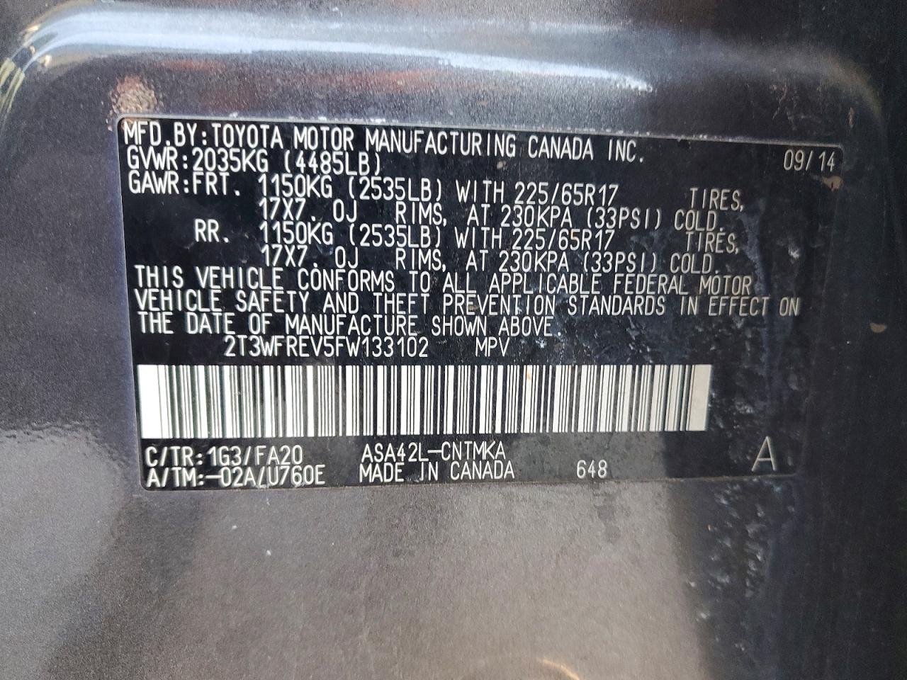 2015 TOYOTA RAV4 XLE photo 37
