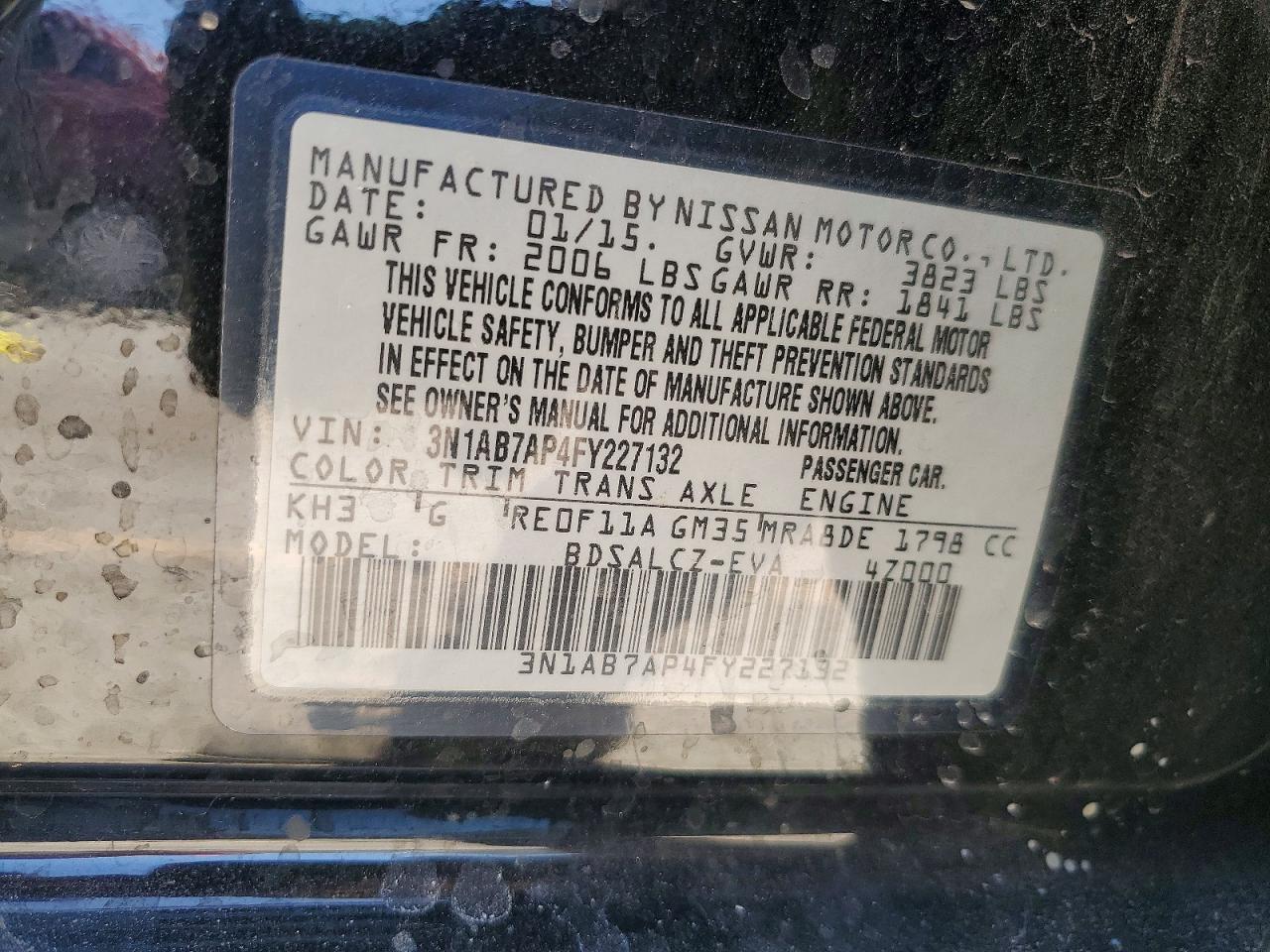 2015 NISSAN SENTRA S photo 37