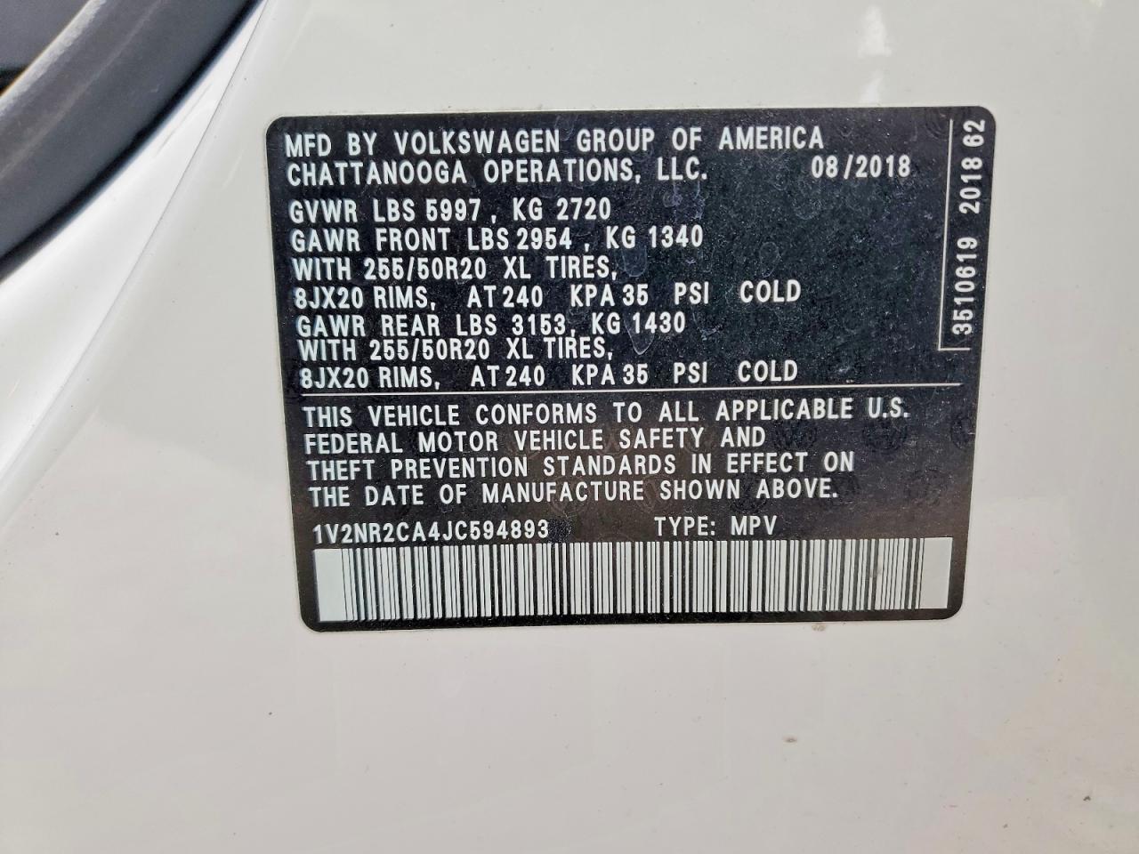 2018 VOLKSWAGEN ATLAS SEL PREMIUM photo 25