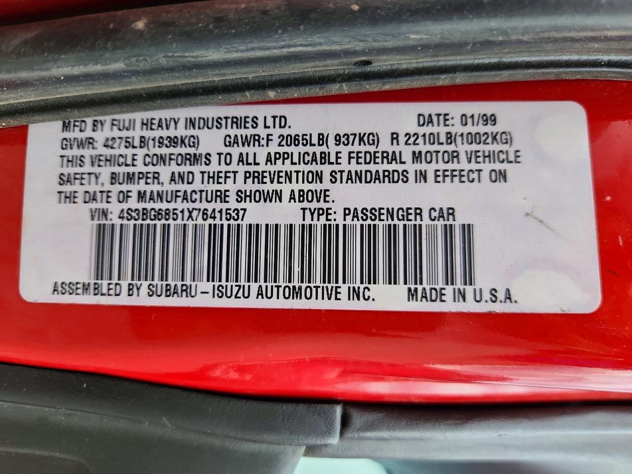 1999 SUBARU LEGACY OUTBACK photo 37