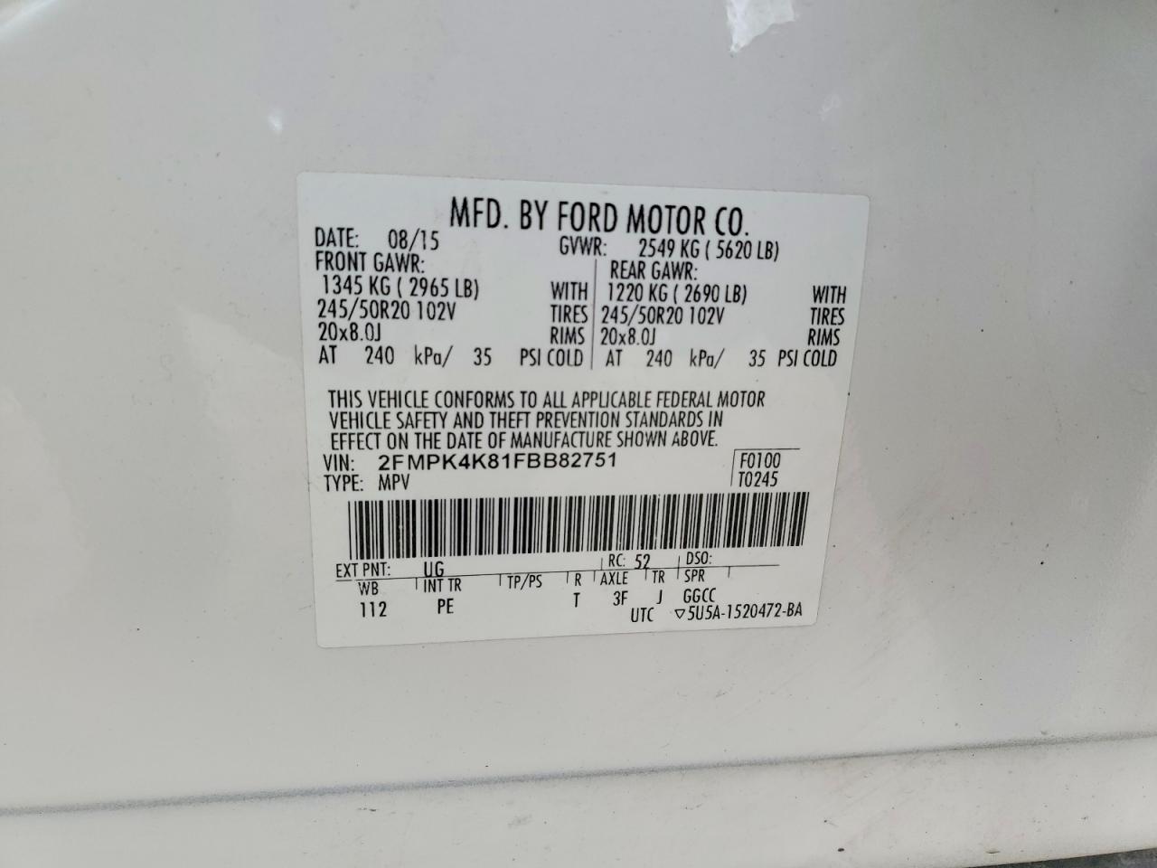 2015 FORD EDGE TITANIUM photo 25