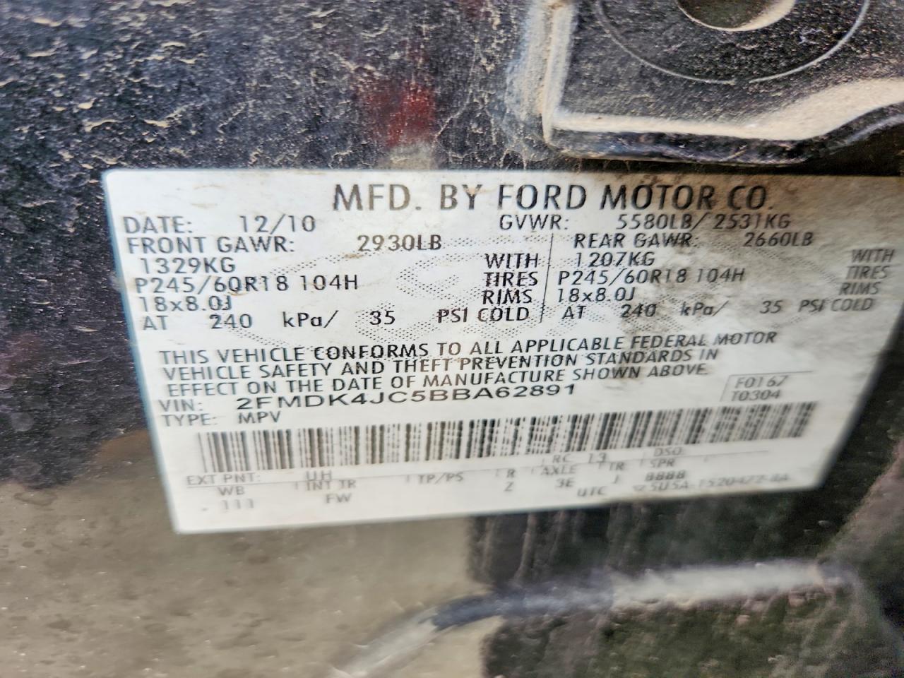 2011 FORD EDGE SEL photo 37