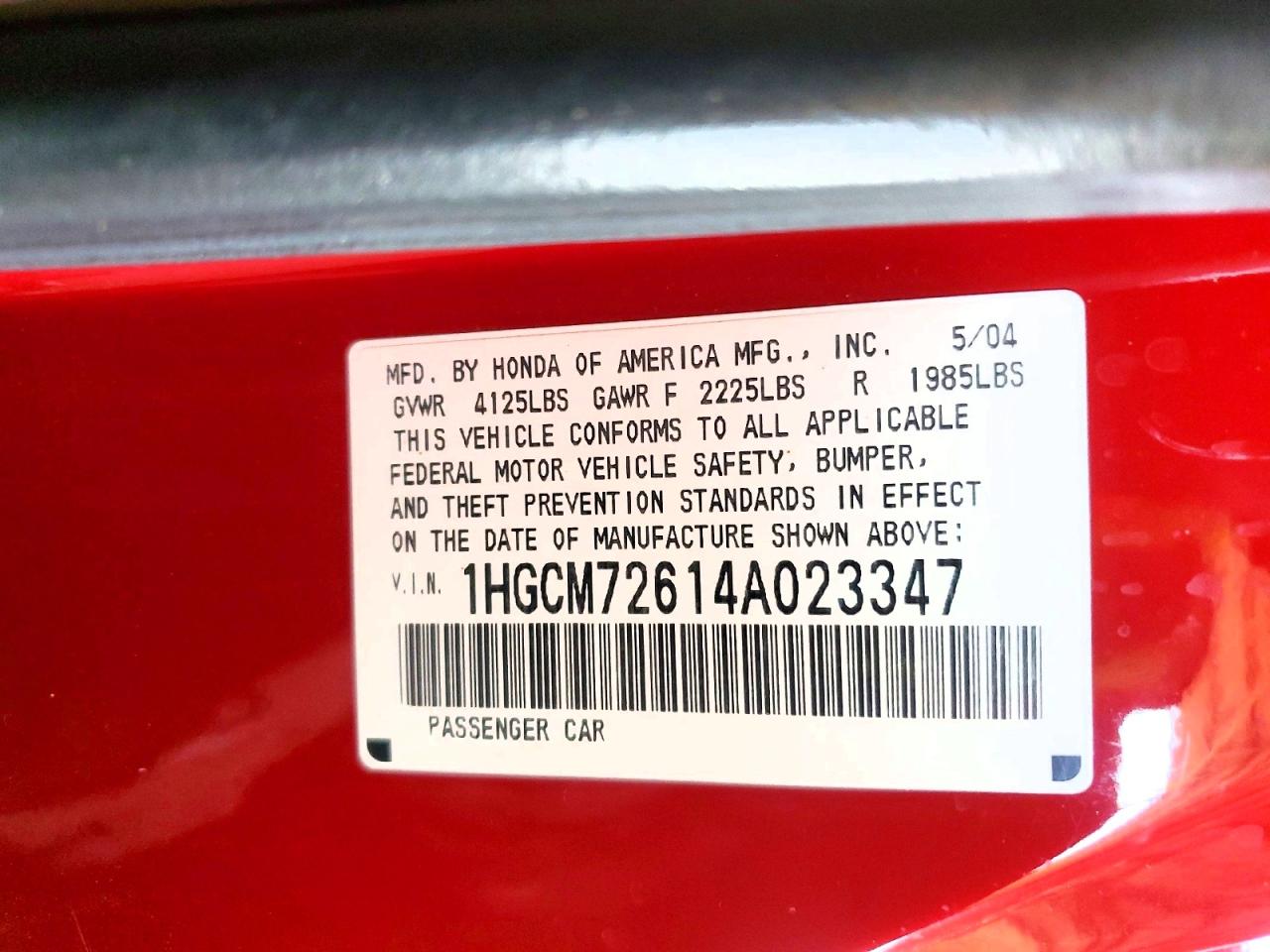 2004 HONDA ACCORD EX photo 13
