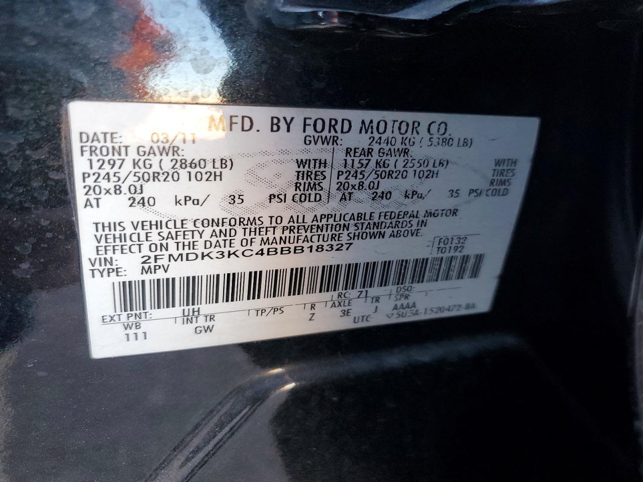2011 FORD EDGE LIMITED photo 37