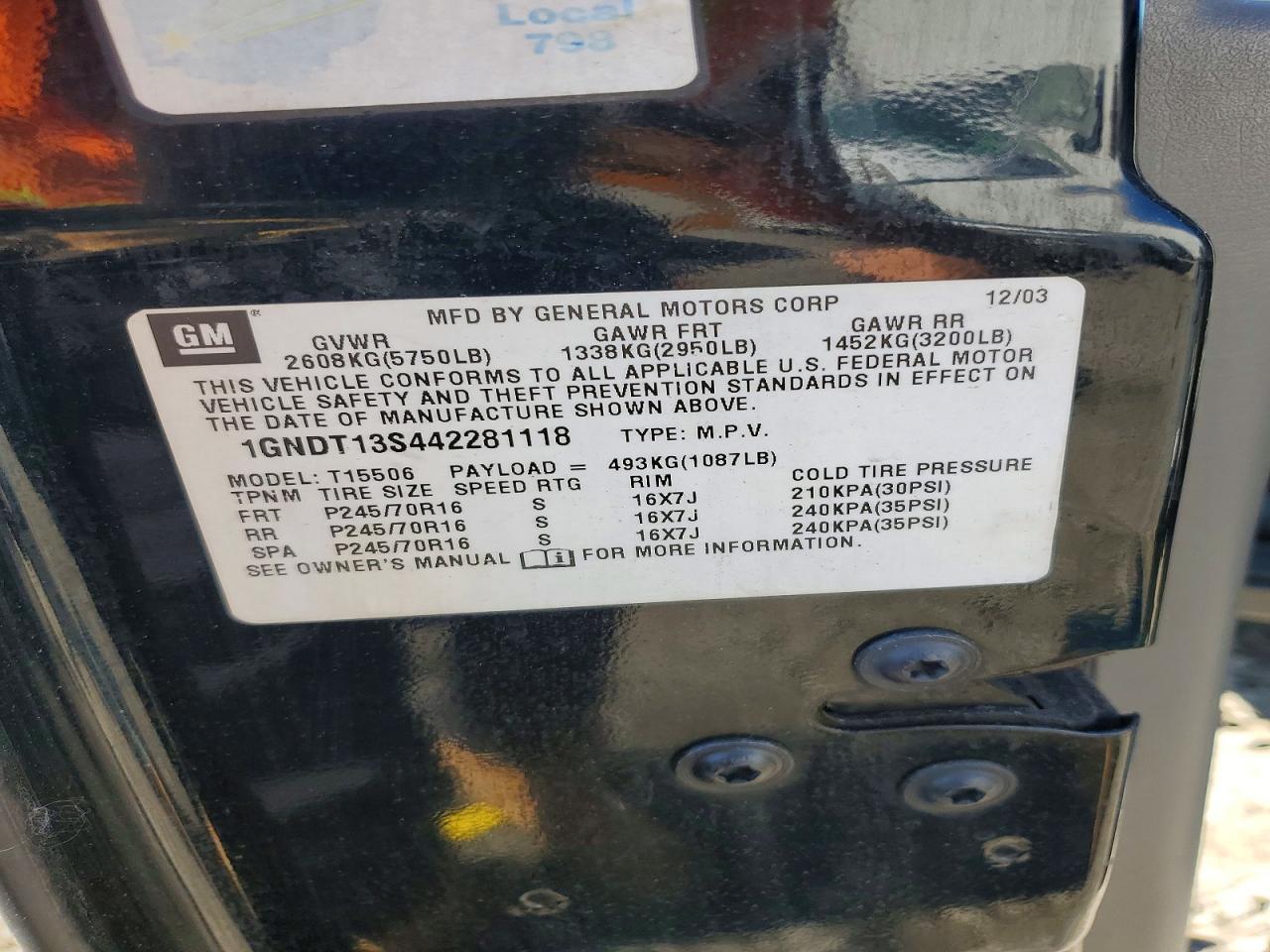 2004 CHEVROLET TRAILBLAZER LS photo 12