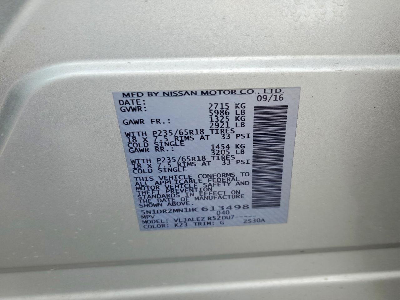 2017 NISSAN PATHFINDER SV photo 25