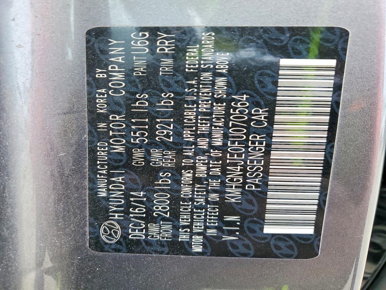2015 HYUNDAI GENESIS 3.8L photo 23