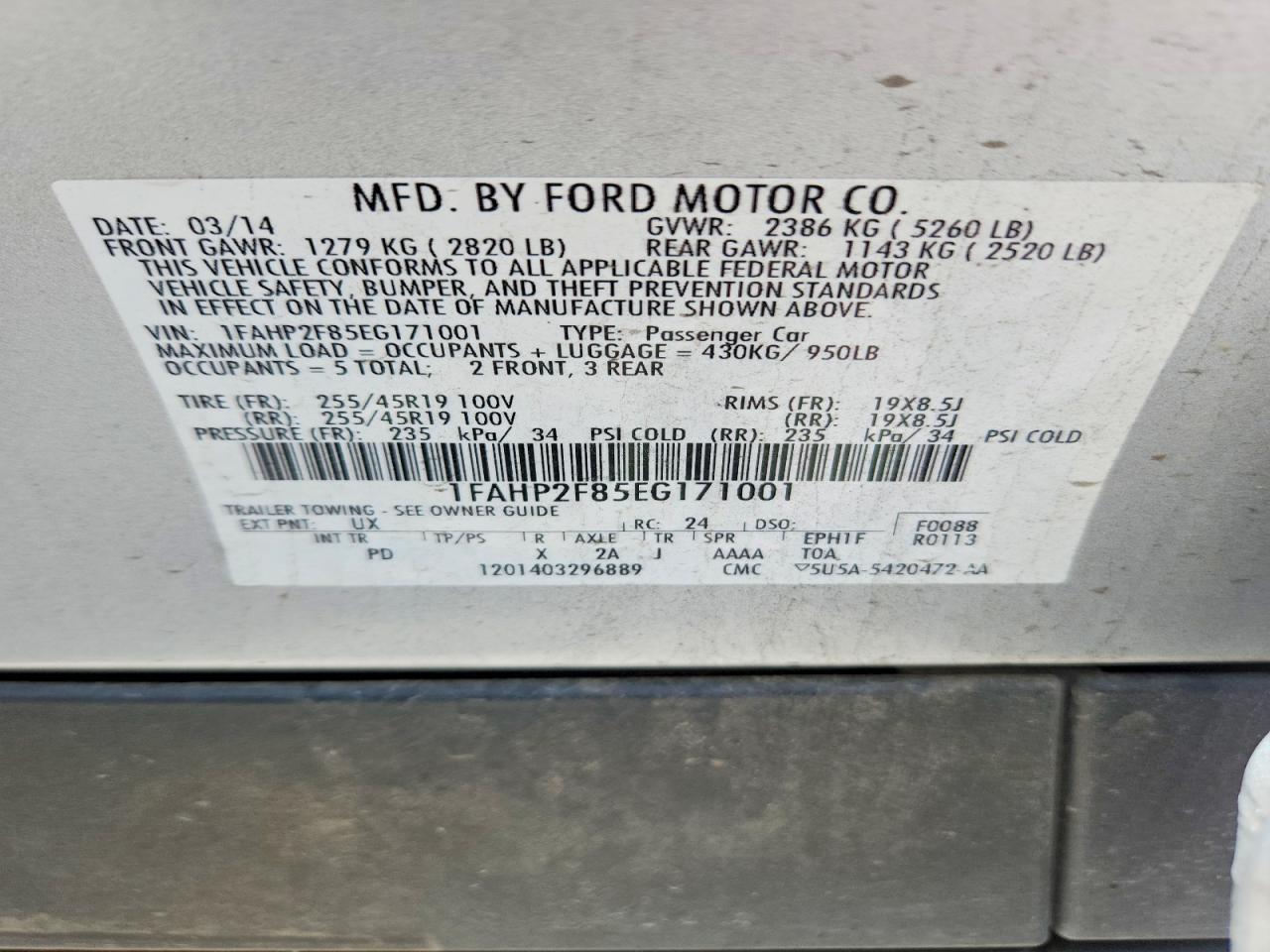 2014 FORD TAURUS LIMITED photo 23
