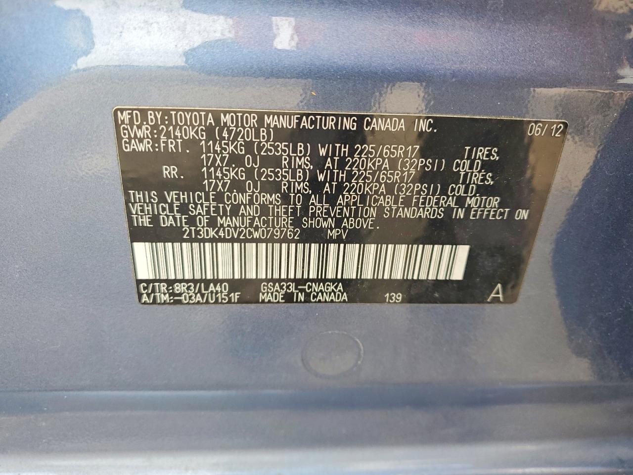 2012 TOYOTA RAV4 LIMITED photo 13