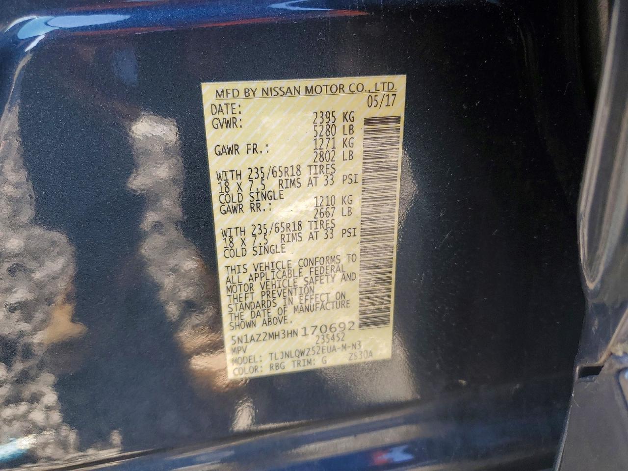 2017 NISSAN MURANO SV photo 14