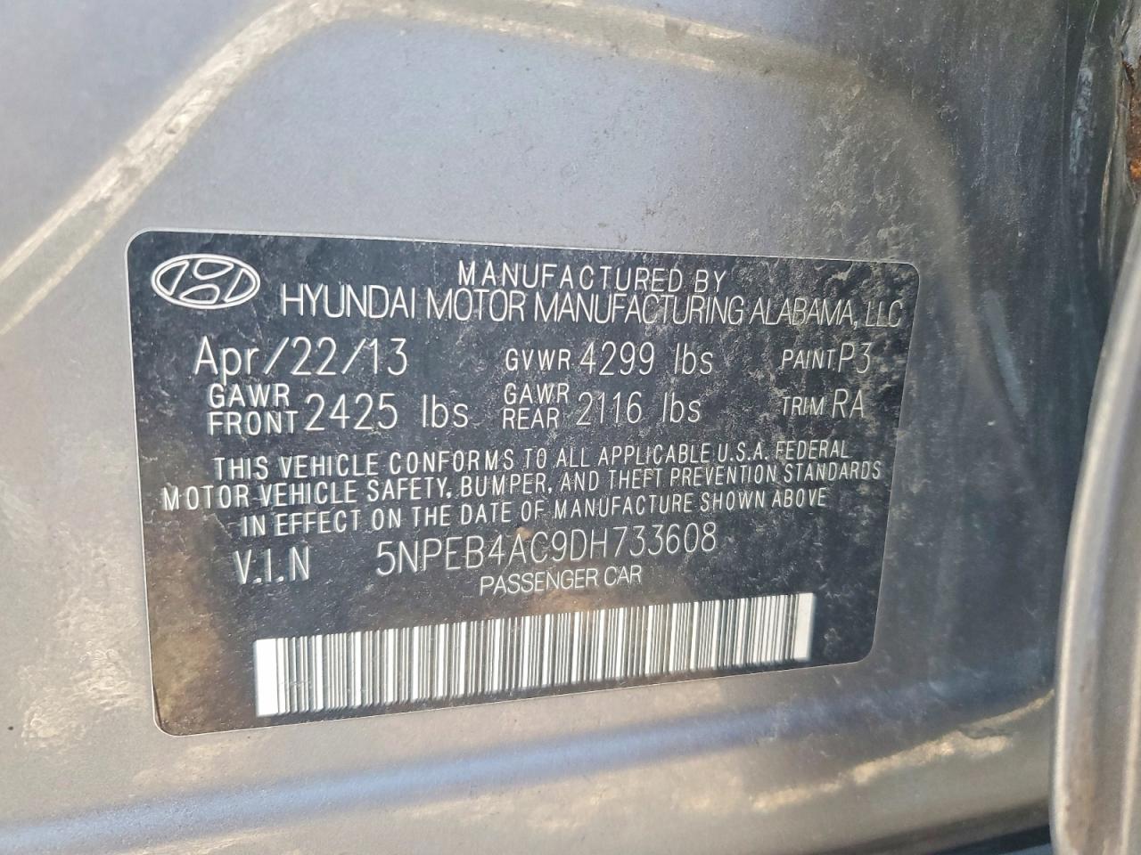 2013 HYUNDAI SONATA GLS photo 34