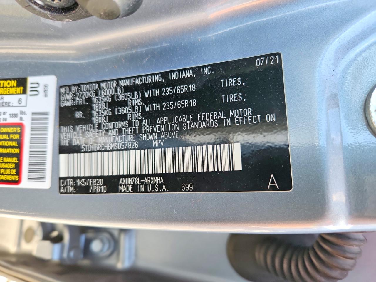 2021 TOYOTA HIGHLANDER HYBRID XLE photo 14