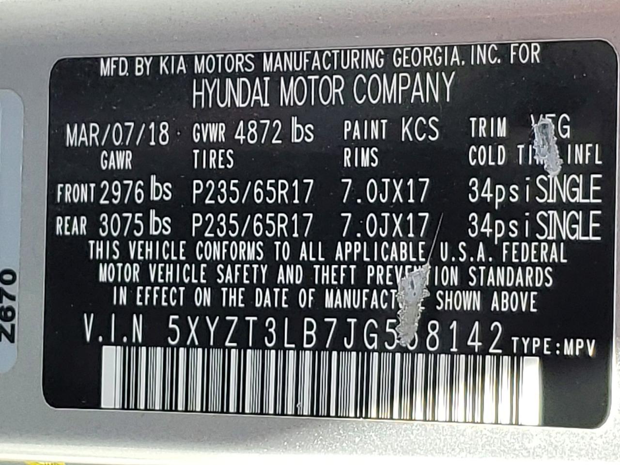 2018 HYUNDAI SANTA FE SPORT 2.4L photo 37