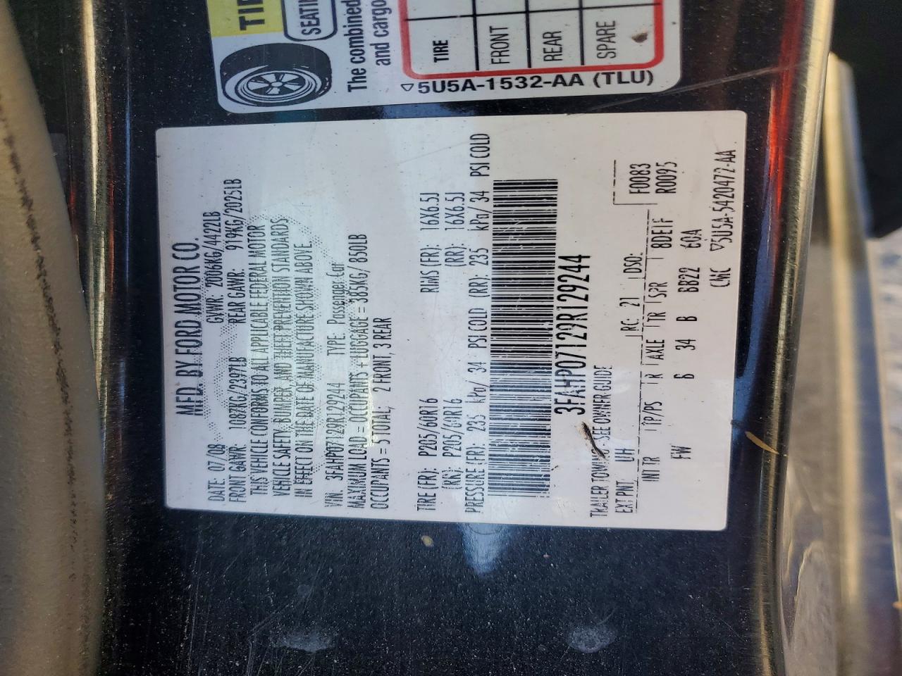 2009 FORD FUSION SE photo 12