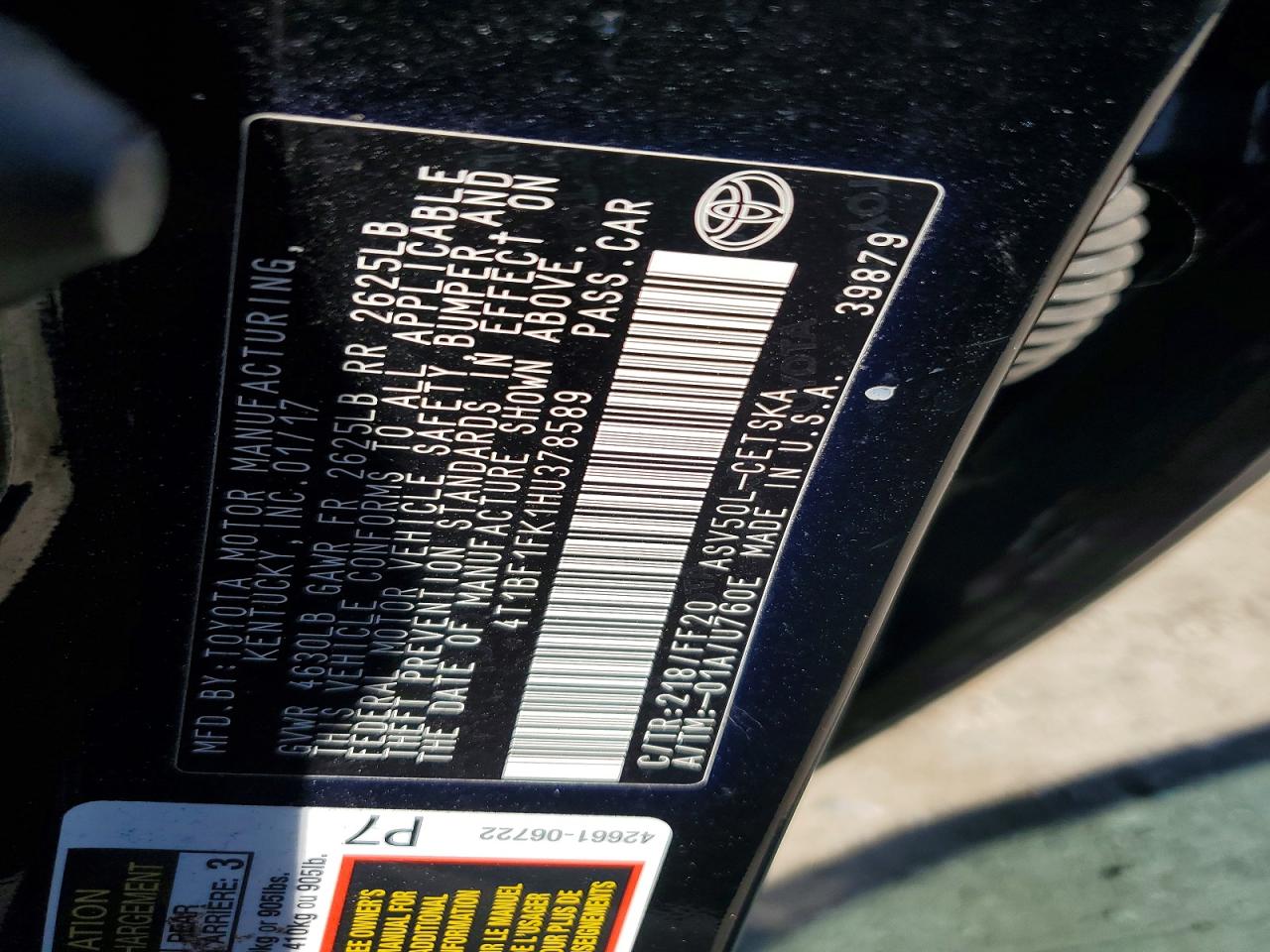 2017 TOYOTA CAMRY SE photo 23