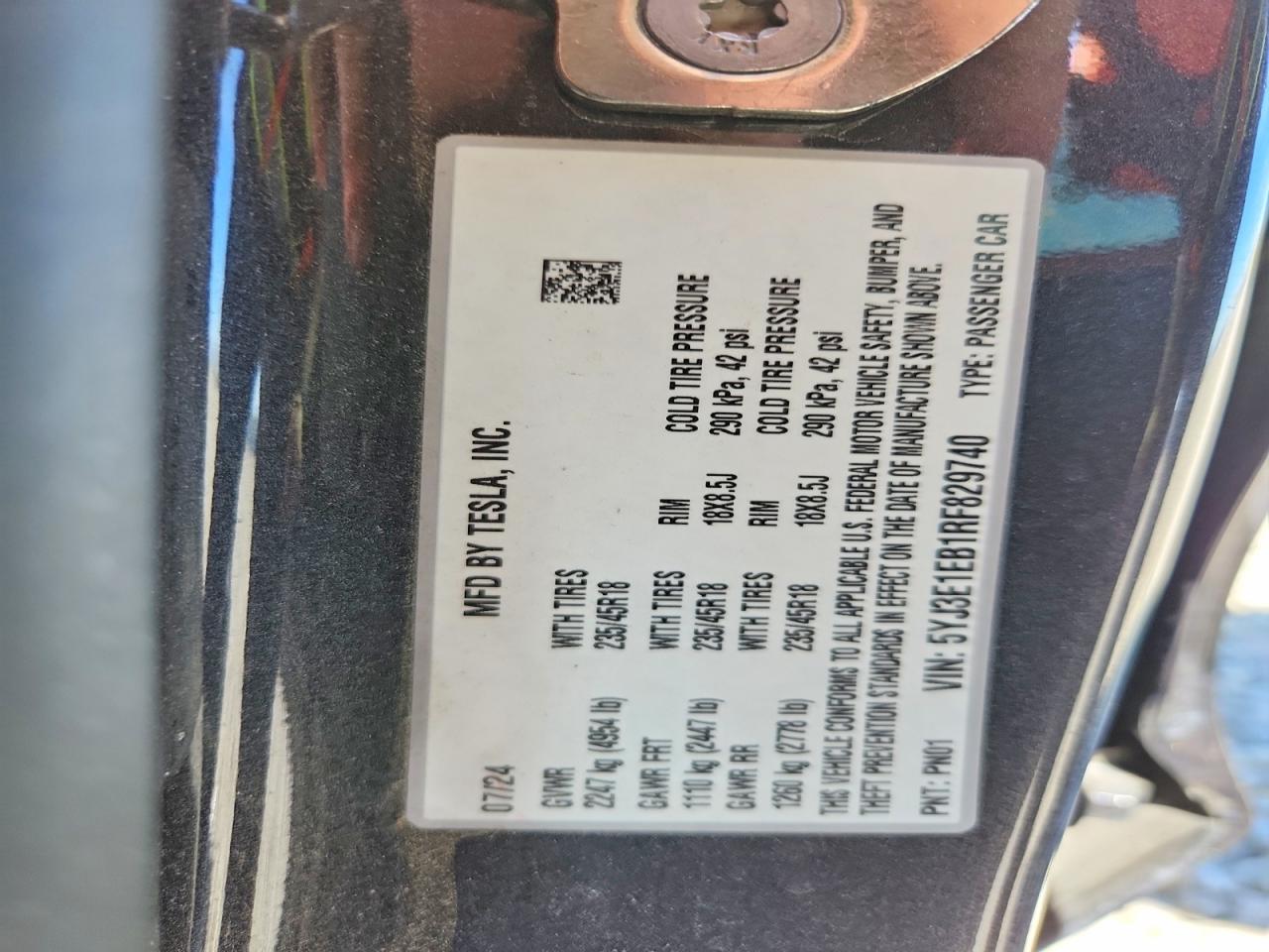 2024 TESLA MODEL 3 photo 12