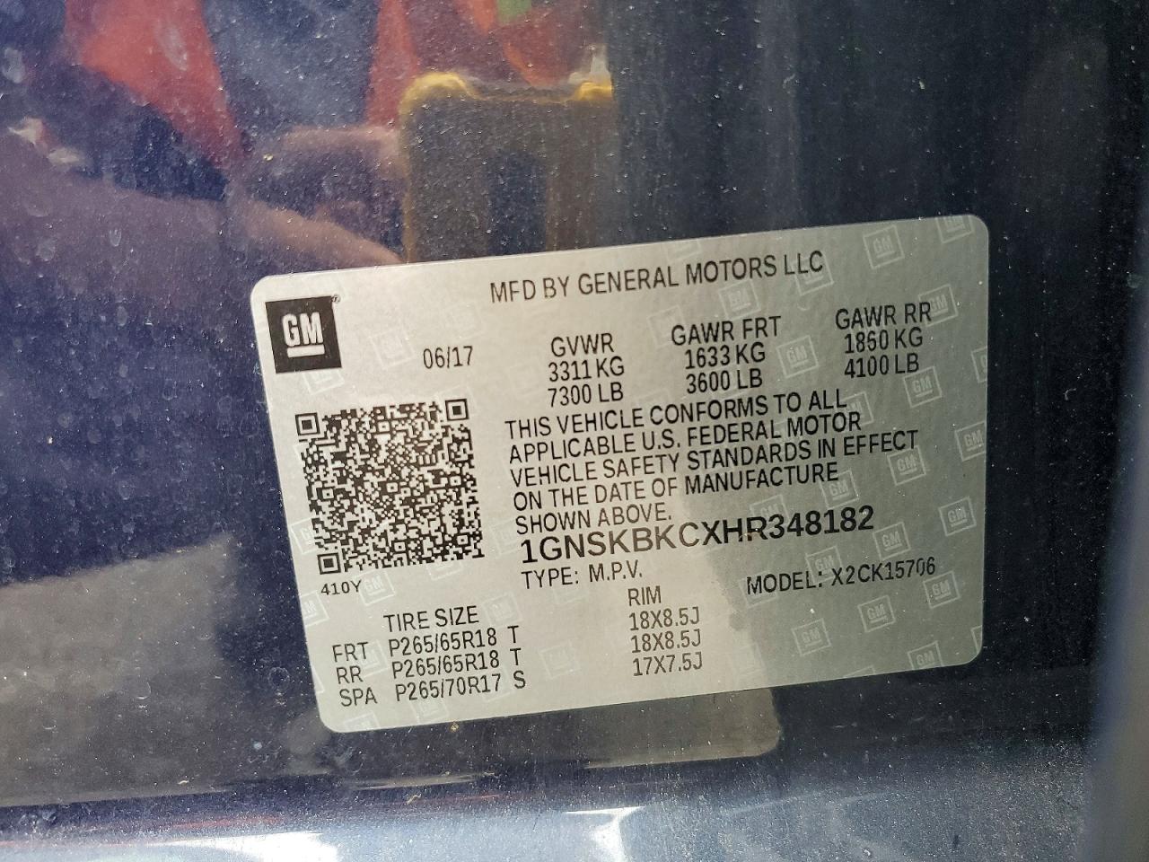 2017 CHEVROLET TAHOE K1500 LT photo 37