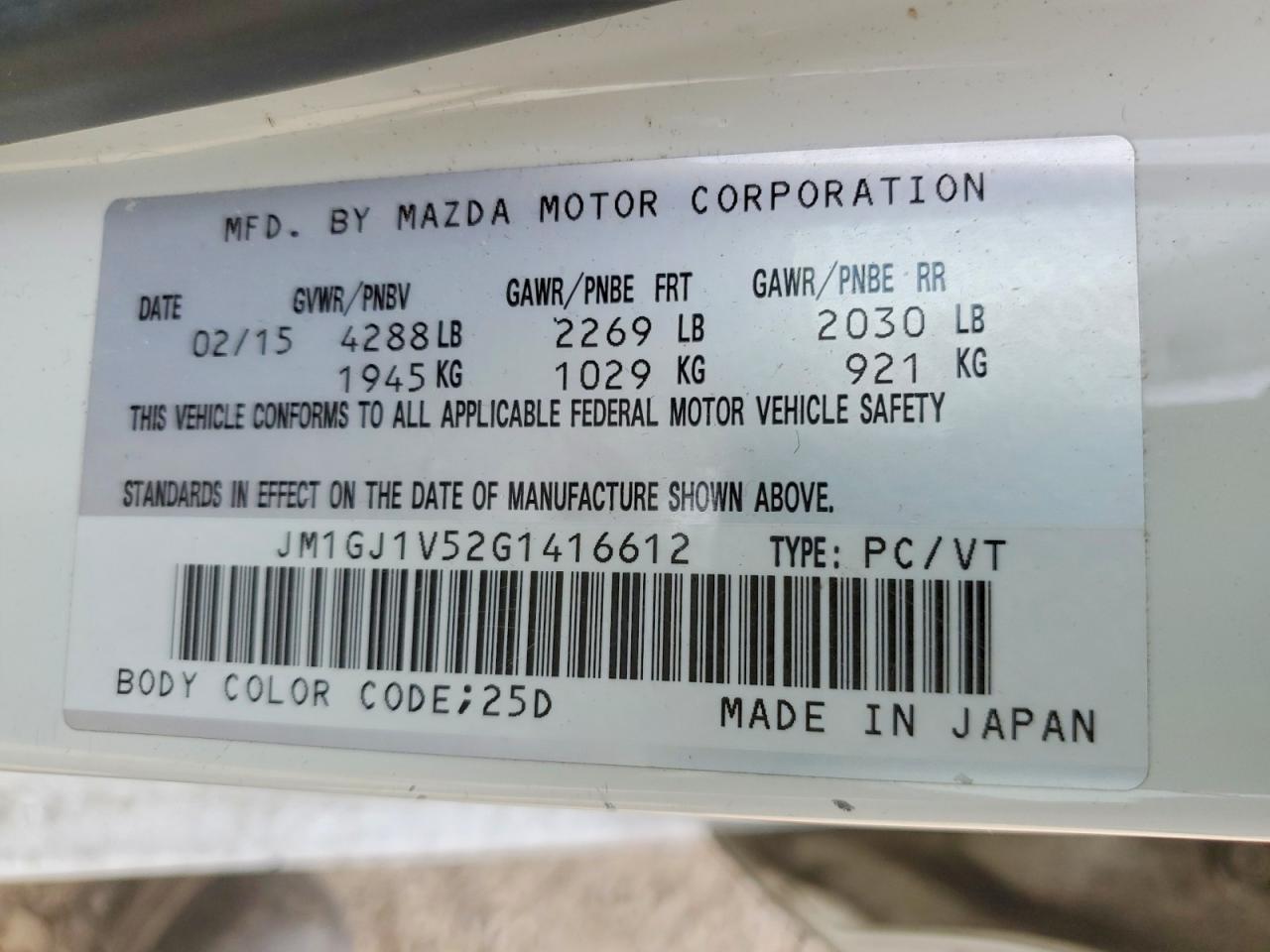 2016 MAZDA 6 TOURING photo 12