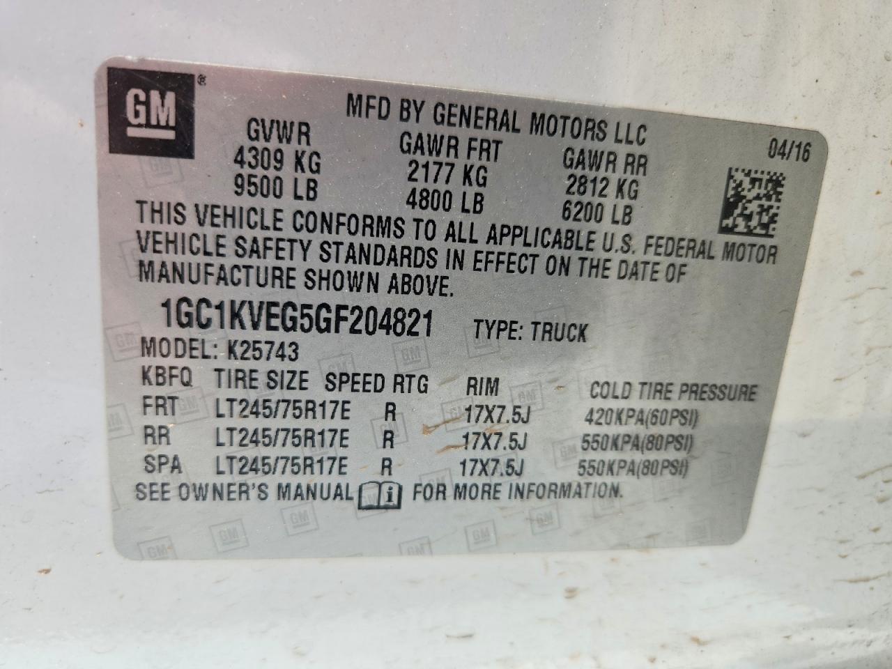 2016 CHEVROLET SILVERADO K2500 HEAVY DUTY LT photo 34